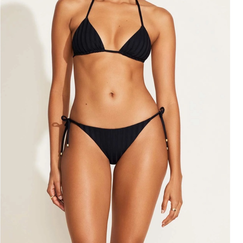Vitamin A | Elle Adjustable Tie Side Bottom - Black SuperRib